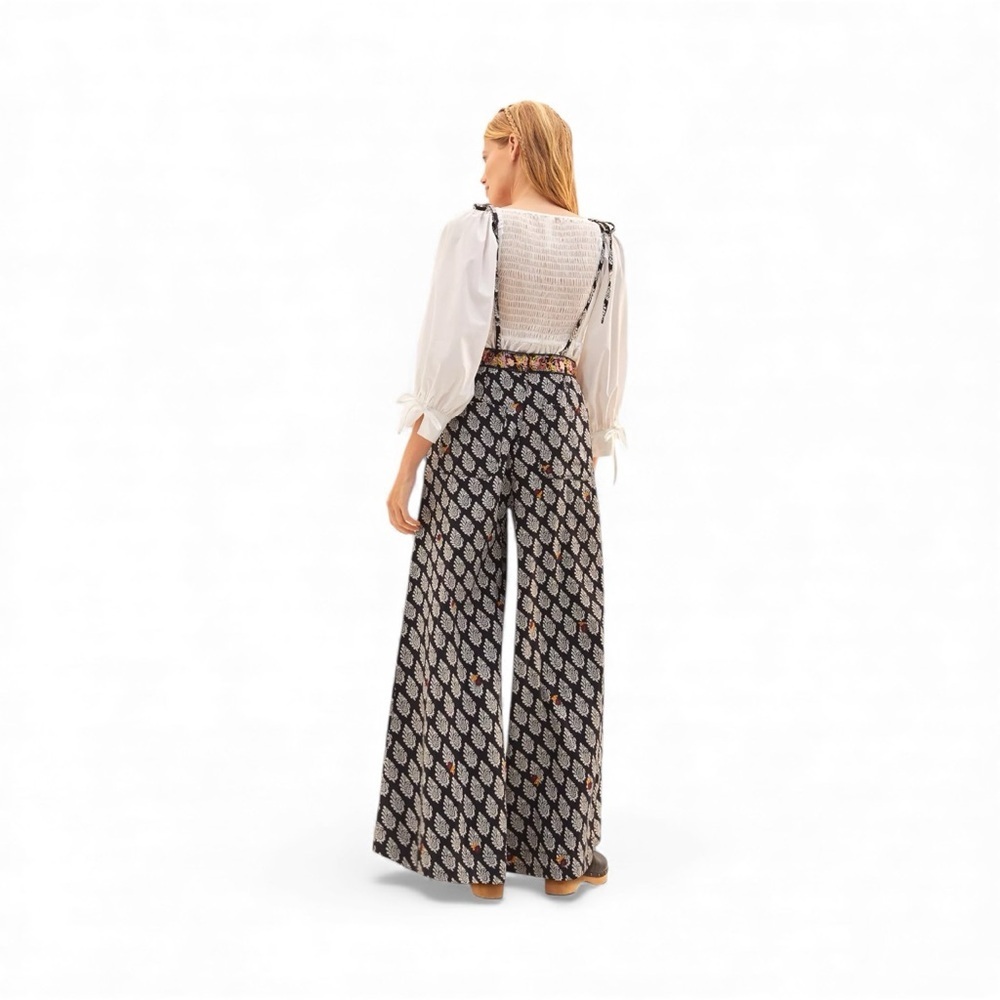 by Anthropologie: Black and White Paisley with Embroidered Flowers Jumper Size 2 - Picture 2 of 13